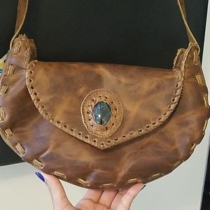 Handmade Guatemalan leather crossbody bag